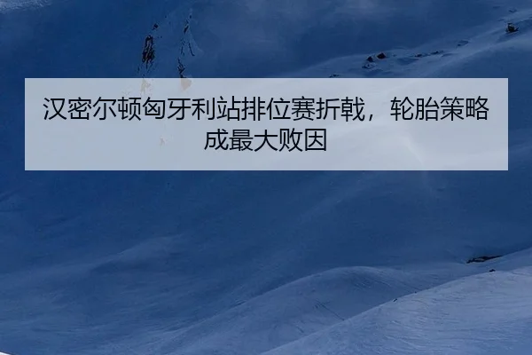 汉密尔顿匈牙利站排位赛折戟，轮胎策略成最大败因